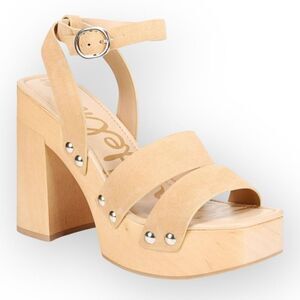SAM EDELMAN Rosalind Platform Block Heel Sandal in Sesame Size 9 NEW